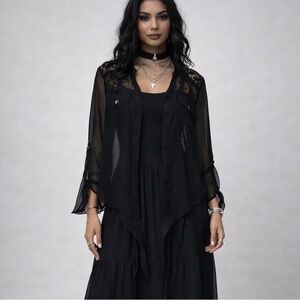 Black Sheer Lace Blouse Whimsigoth